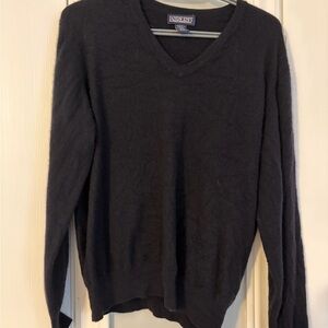 Lands' End Women’s Cashmere Dark Navy Blue V-Neck Sweater Size Medium